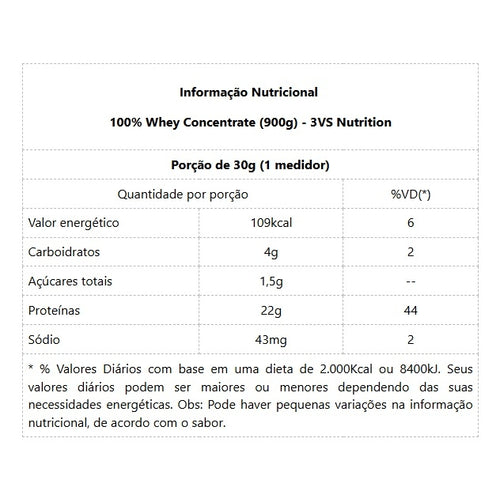 100% Whey Concentrate (900g) - Sabor: Natural