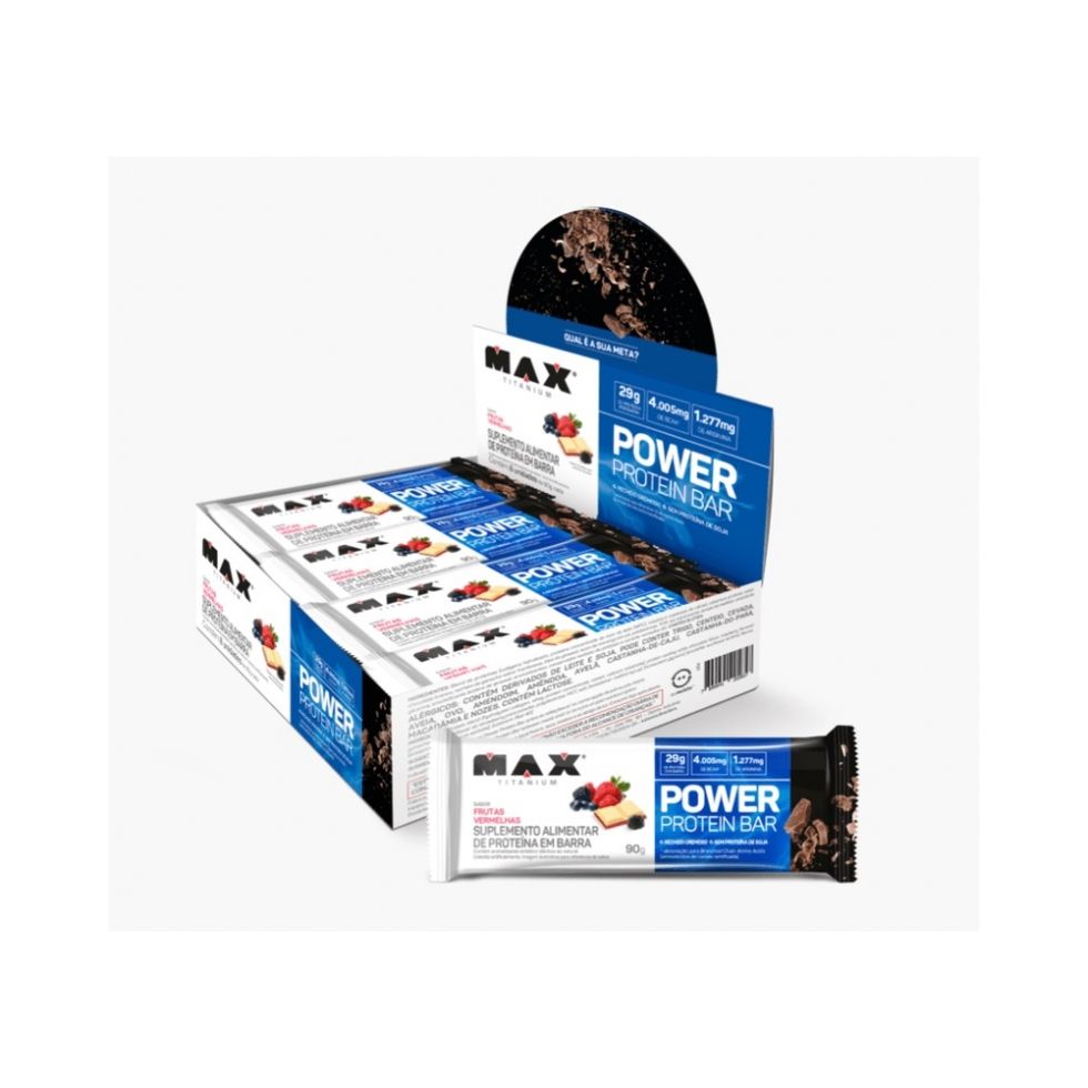 Power Protein Bar Caixa com 8 Unidades (720g) - Frutas Vermelhas