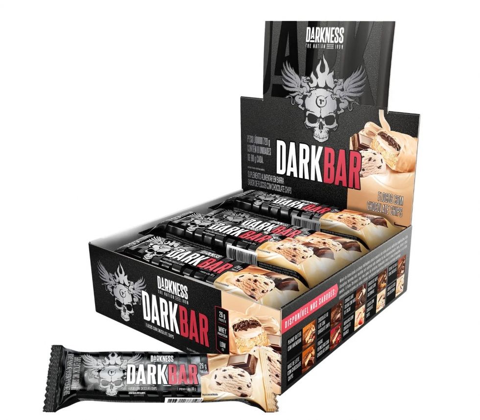 Dark Bar Caixa 8 unidades (720g) - Flocos c/ Chocolate Chips