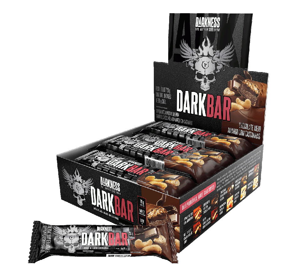 Dark Bar Caixa 8 unidades (720g) - Chocolate Meio Amargo c/ Castanhas