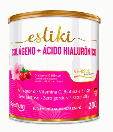 Estiki Colágeno + Ácido Hialurônico (200g) - Cranberry com Hibisco