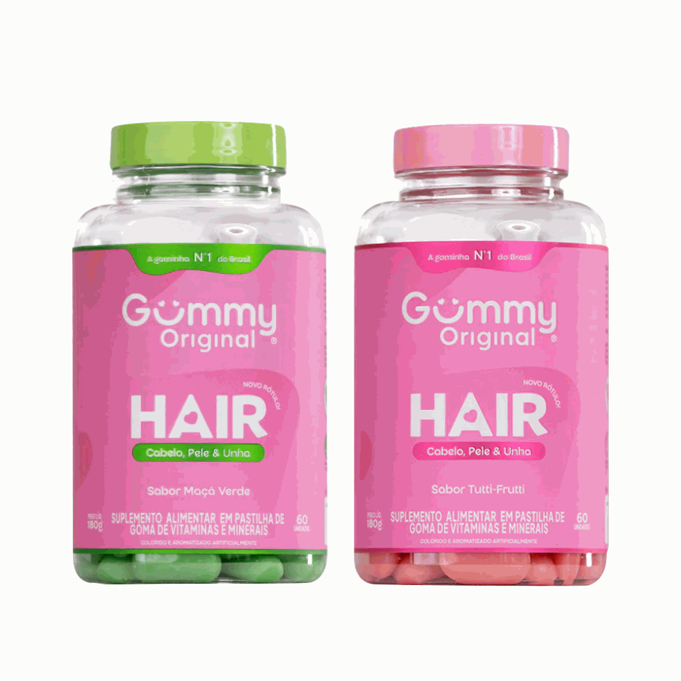 Promopacks Gummy Hair Tutti Frutti (60 gomas) + Maçã Verde (60 gomas)