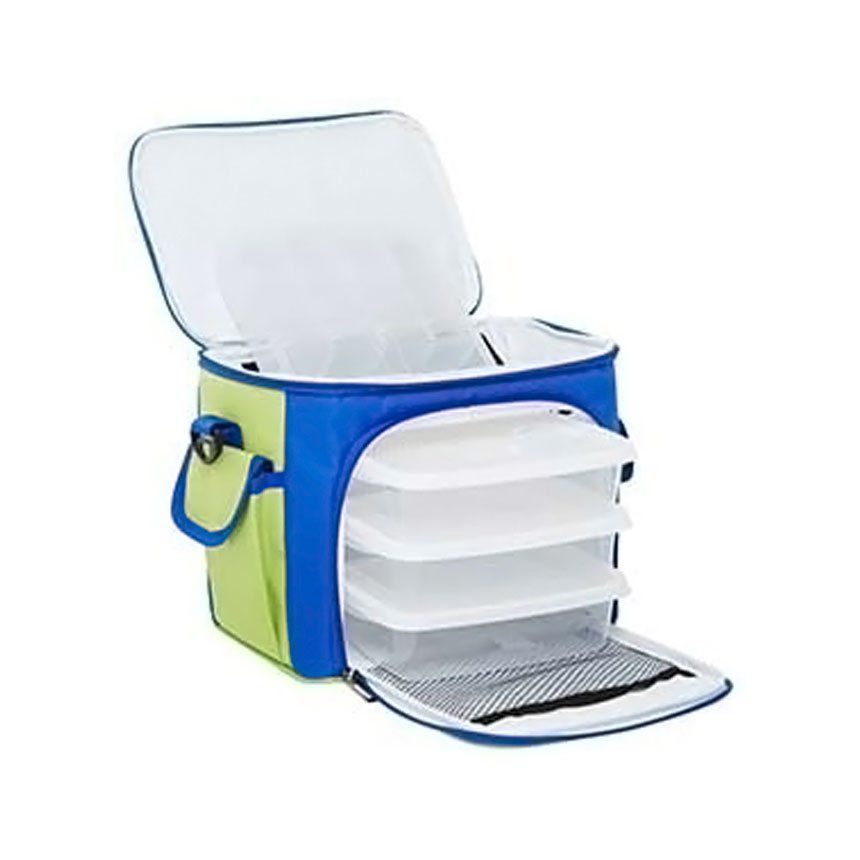 Bolsa Térmica 3 Potes - Azul Royal com Verde Fit
