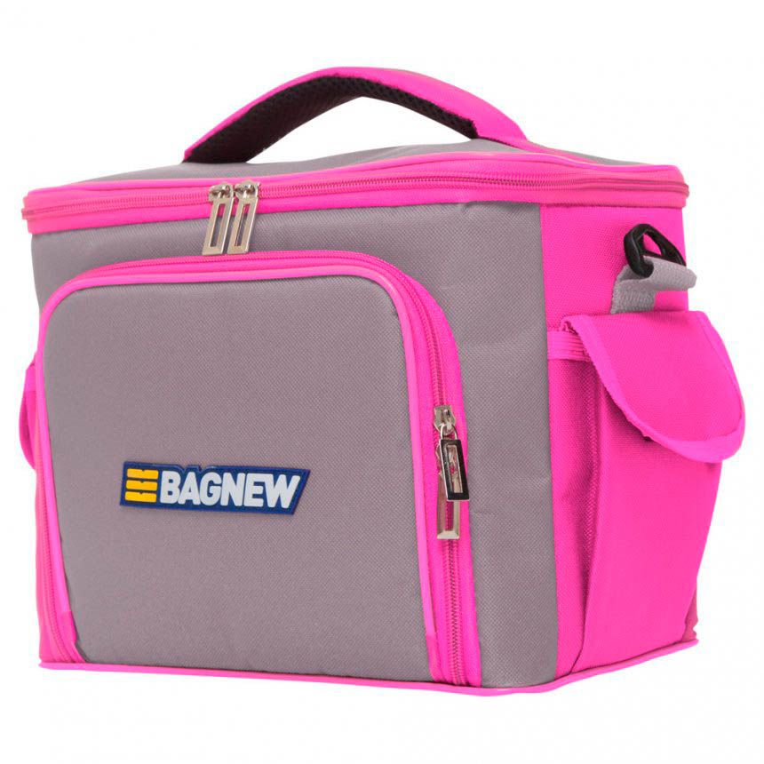 Bolsa Térmica 3 Potes - Cinza com Rosa Fit
