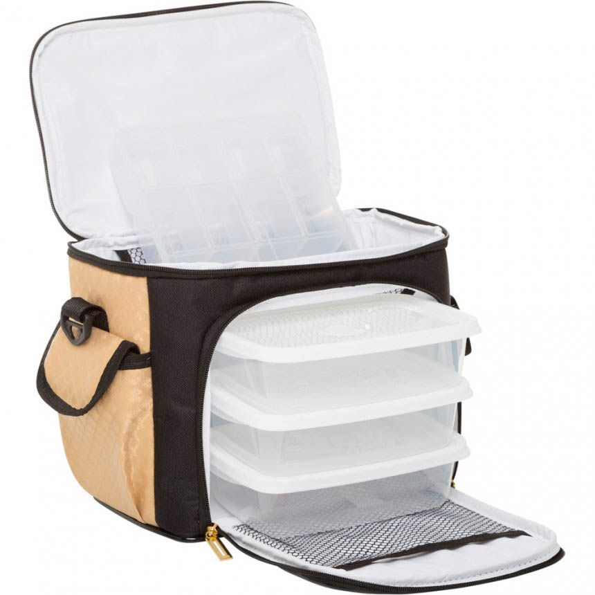 Bolsa Térmica 3 Potes - Preta com Dourado Fit Fashion