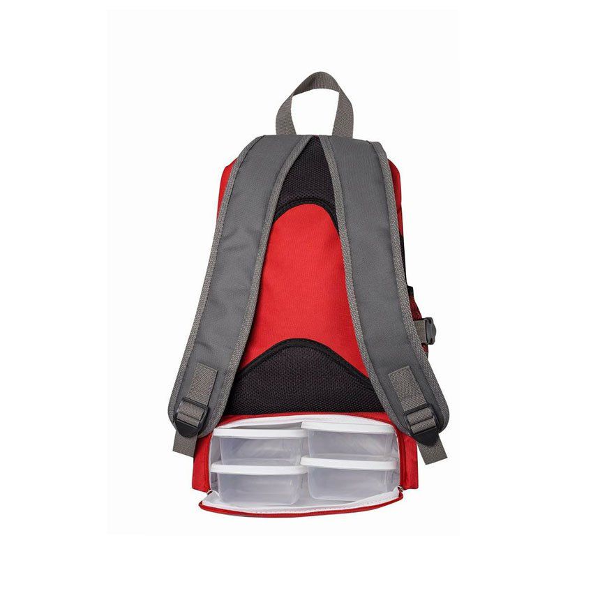 Mochila Térmica 4 Potes - Vermelha com Cinza Sport