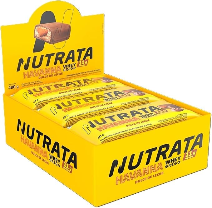 Whey Grego Bar Havanna Display 12 Unidades (480g) - Doce de Leite Havanna
