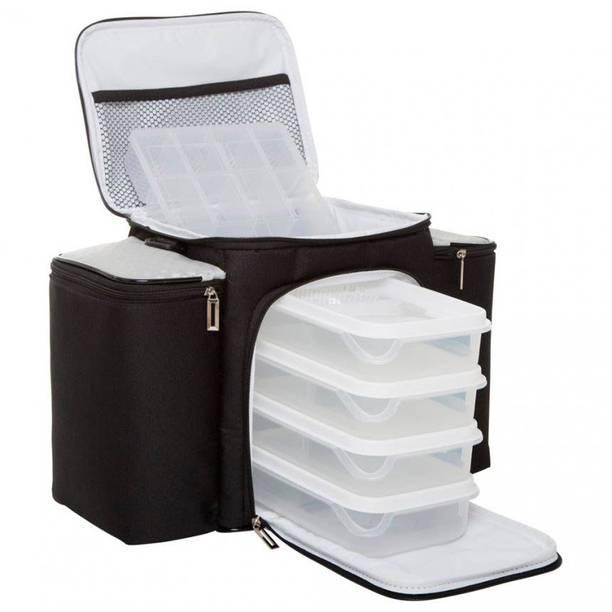 Bolsa Térmica 4 Potes - Preta com Branco Fashion