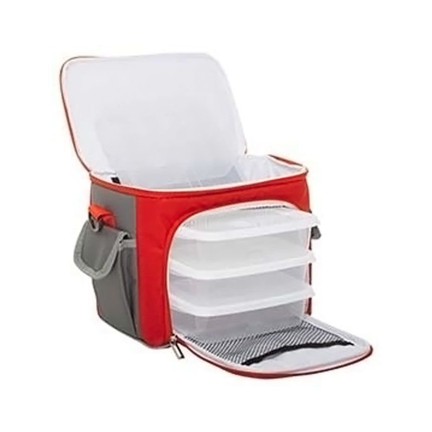 Bolsa Térmica 3 Potes - Vermelha com Cinza Fit - Padrão: Único