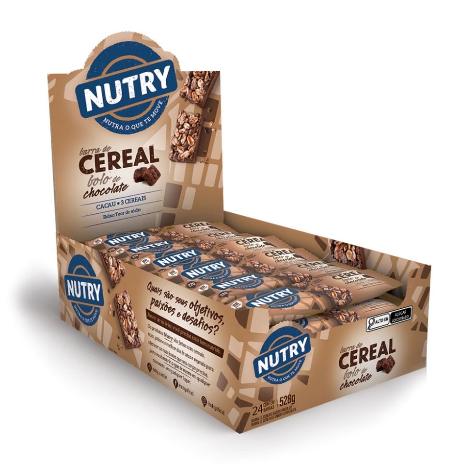 Barra de Cereal Display c/24 Unidades (528g) - Bolo de Chocolate