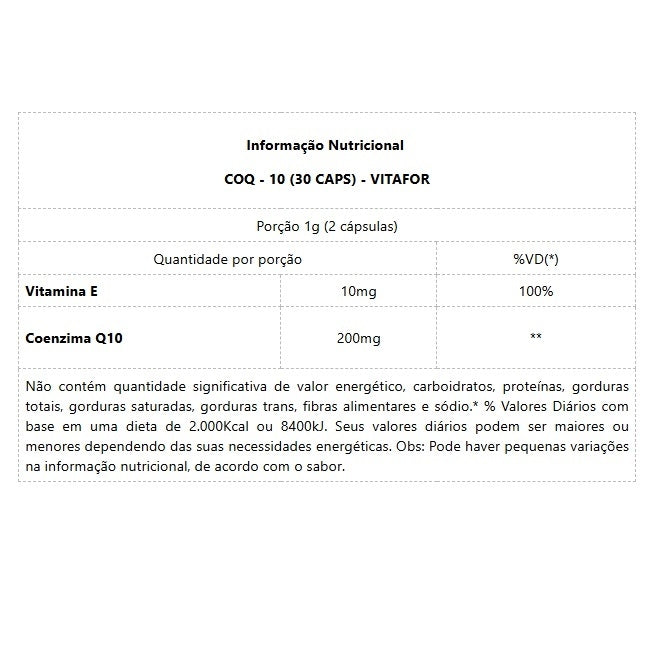 Coenzima Q10 200mg (30 caps) - Padrão: Único