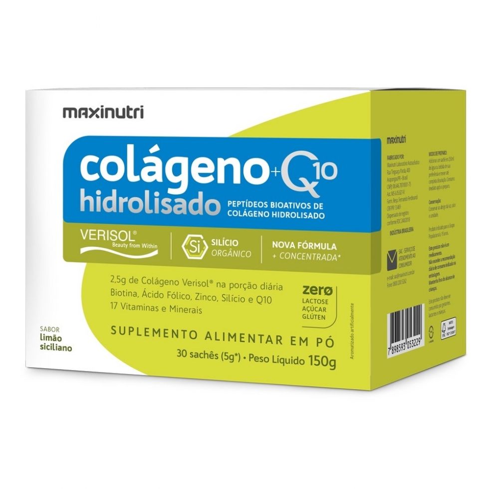 Colágeno Hidrolisado 2 em 1 VERISOL + Q10 (30 Sachês de 5g) - Limão Siciliano