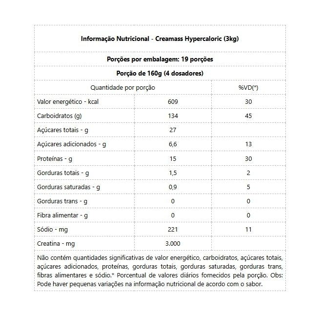 Creamass Hypercaloric (3kg) - Baunilha