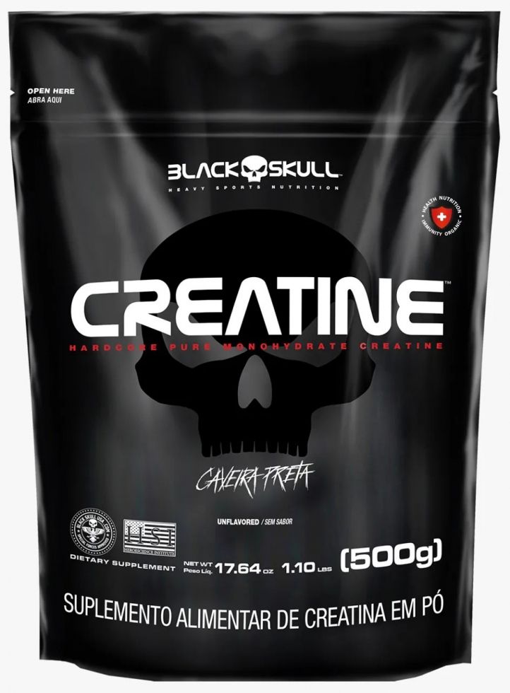 Creatine Caveira Preta Refil (500g) - Sem Sabor