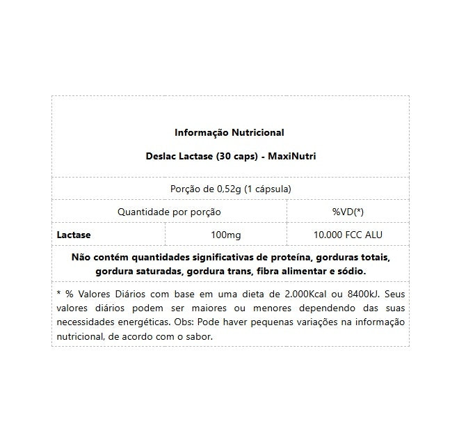 Deslac Lactase 10.000 U.FCC (30 caps) - Padrão: Único
