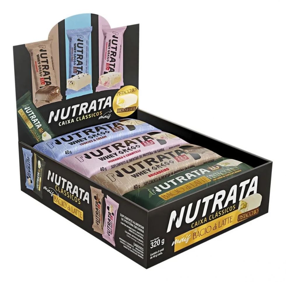 Barra Proteica Nutrata Display Clássicos & Bacio com 12 Unidades (320g) - Caixa Mista
