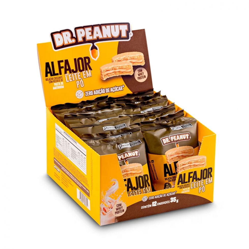 Alfajor Dr. Peanut (Display 12 unidades de 35g) - Leite em Pó