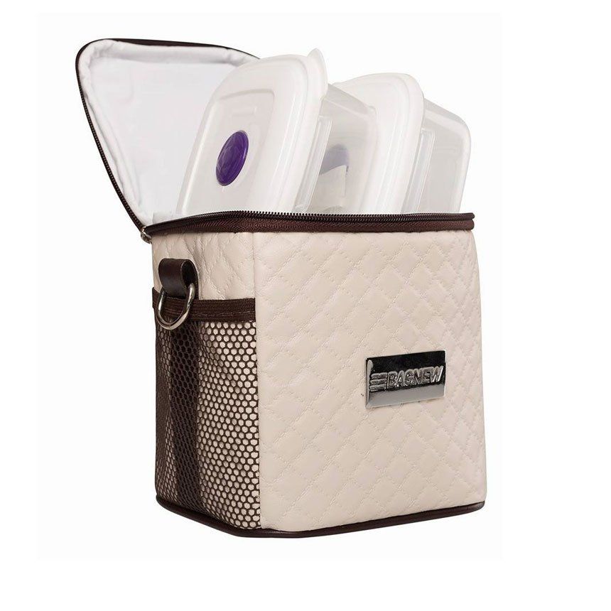 Bolsa Térmica 2 Potes - Marfim com Marrom Style Model
