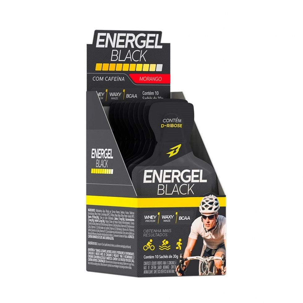 Energel Black Caixa com 10 Sachês (300g) - Morango