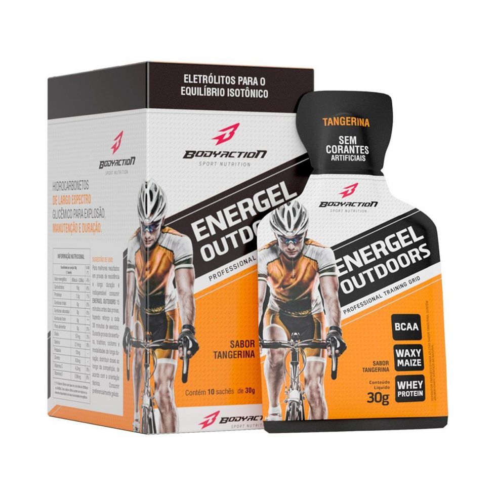 Energel Outdoors Caixa com 10 Sachês (300g) - Tangerina