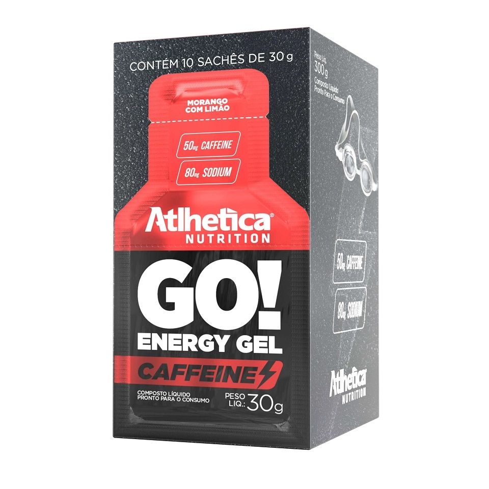 Go Energy Gel Caffeine Caixa com 10 Sachês (300g) - Morango c/ Limão