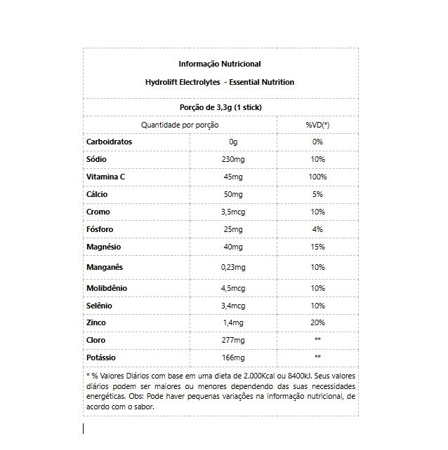 Hydrolift Electrolytes Sachê (3,3g) - Limão Siciliano