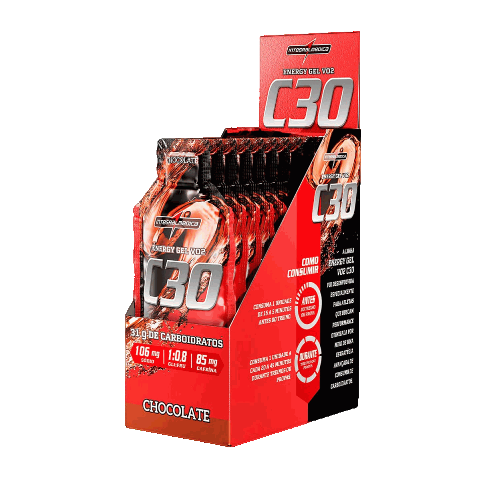 Vo2 Energy Gel C30 (10 Sachês 45g c/ Cafeína) - Chocolate