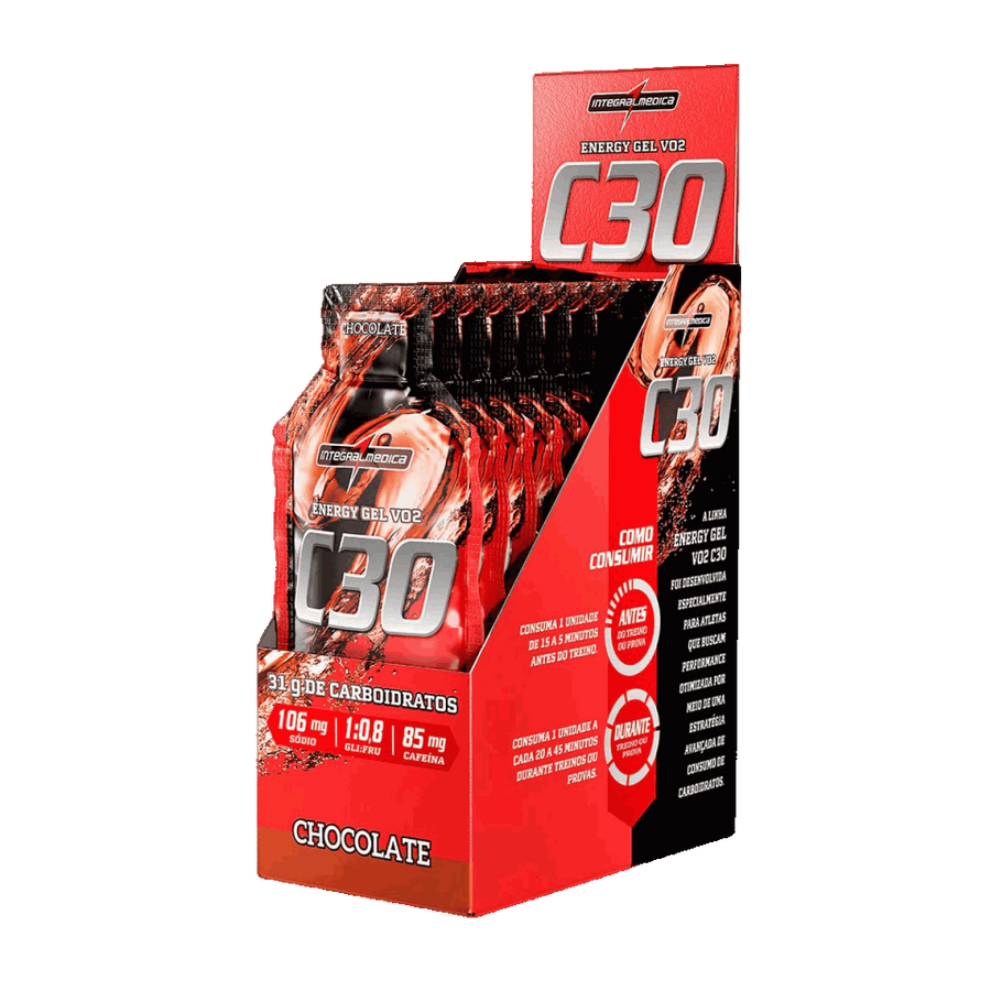 Vo2 Energy Gel C30 (10 Sachês 45g c/ Cafeína) - Chocolate
