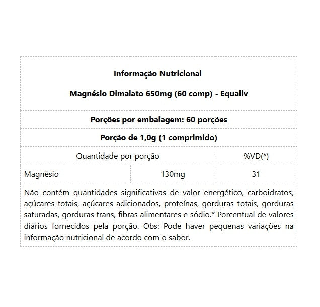 Magnésio Dimalato 650mg (60 comp)