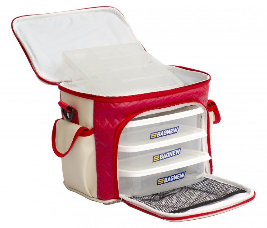 Bolsa Térmica 3 Potes - Vermelha com Marfim Fit Model