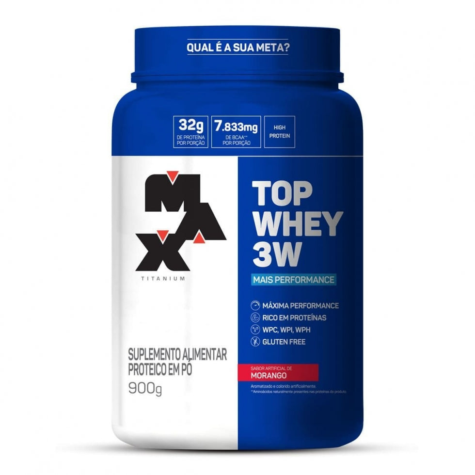 Top Whey 3W (900g) - Mais Performance - Morango
