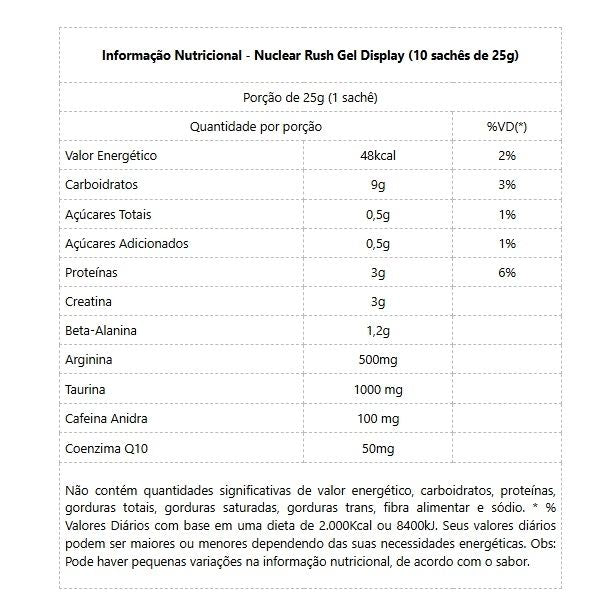 Nuclear Rush Gel Sachê (25g) - Guaraná