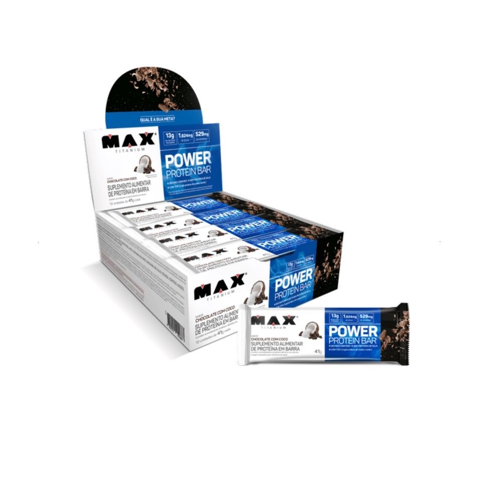 Power Protein Bar Caixa com 12 Unidades (492g) - Chocolate c/ Coco