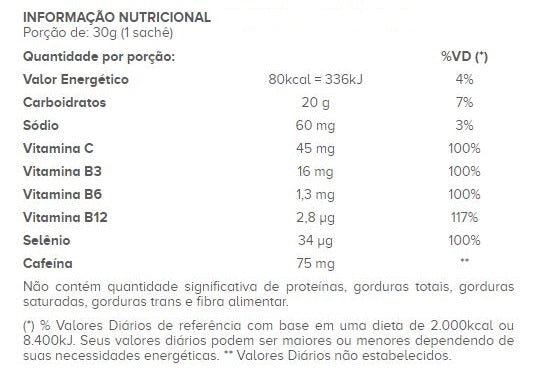 Endurance Caffeine Gel  (360g - 12 Saches) - Limão