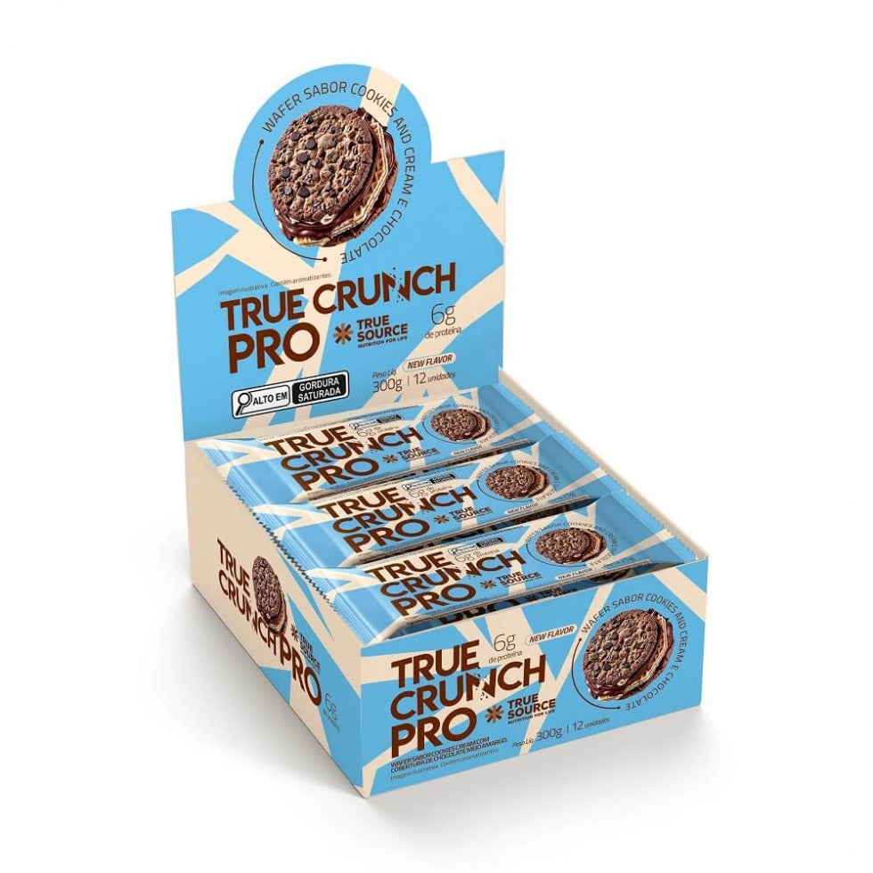 True Crunch PRO Display (12 unid. 25g) - Cookies Cream c/ Cobertura de Choc. Meio Amargo