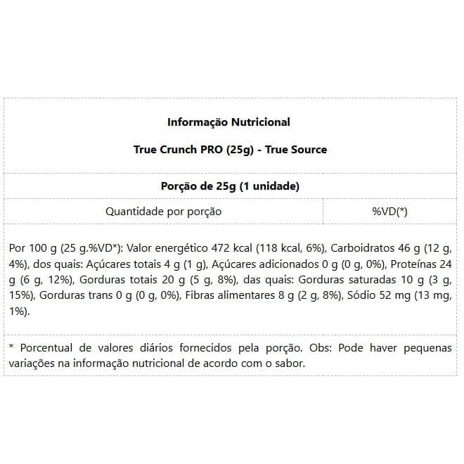 True Crunch PRO Display (12 unid. 25g) - Cookies Cream c/ Cobertura de Choc. Meio Amargo