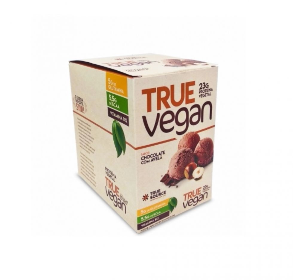 True Vegan Display 340g (10 Sachês de 34g) - Chocolate c/ Avelã