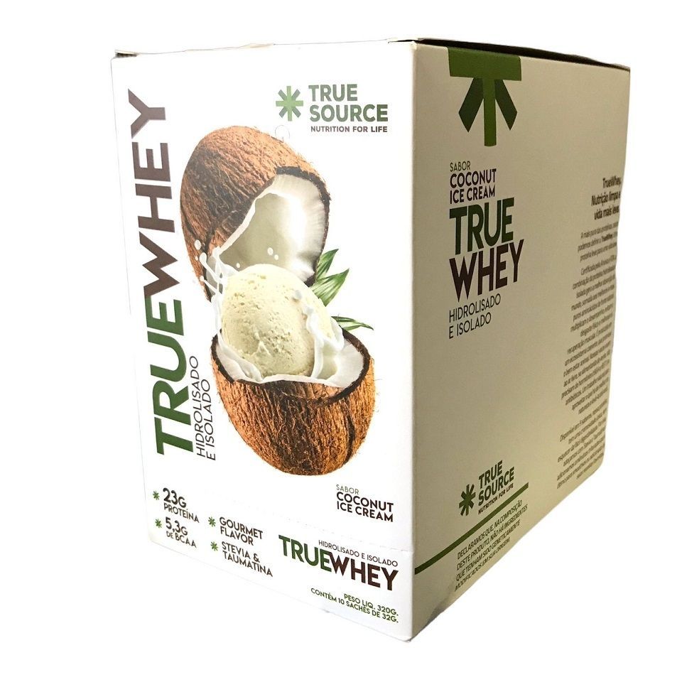 True Whey Display 320g (10 Sachês de 32g) - Hidrolisado e Isolado - Coconut Ice Cream