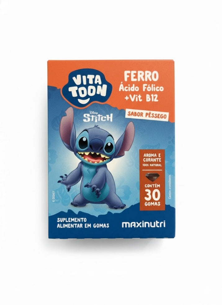 Vitatoon Stitch Ferro (AC. Fólico + Vit. B12) (30 gomas) - Pêssego