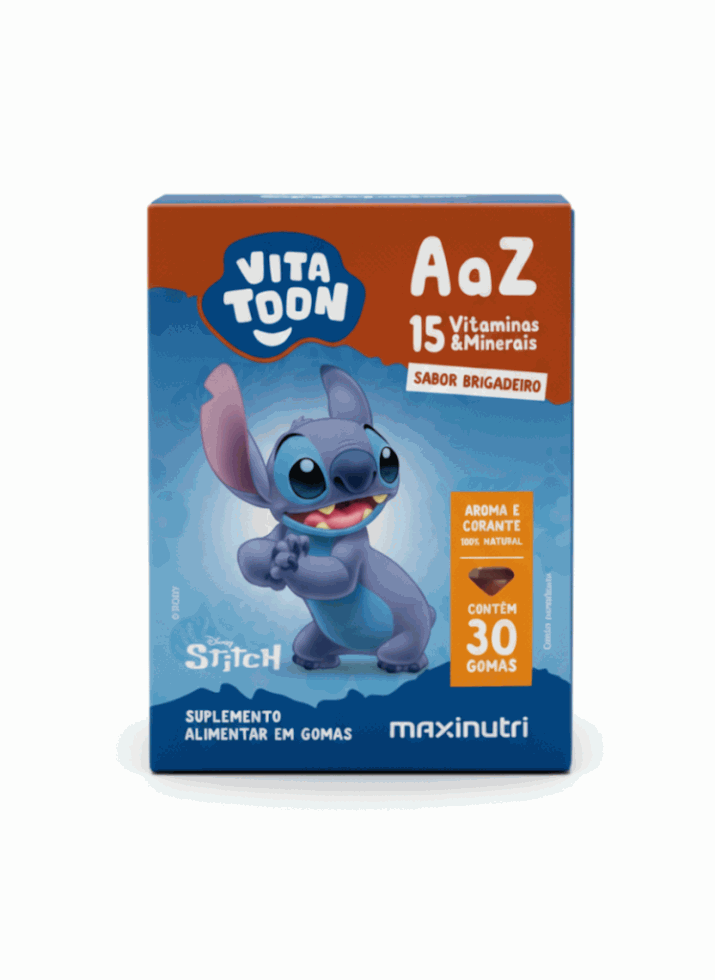 Vitatoon Stitch Polivitaminico A a Z (30 gomas) - Sabor: Brigadeiro