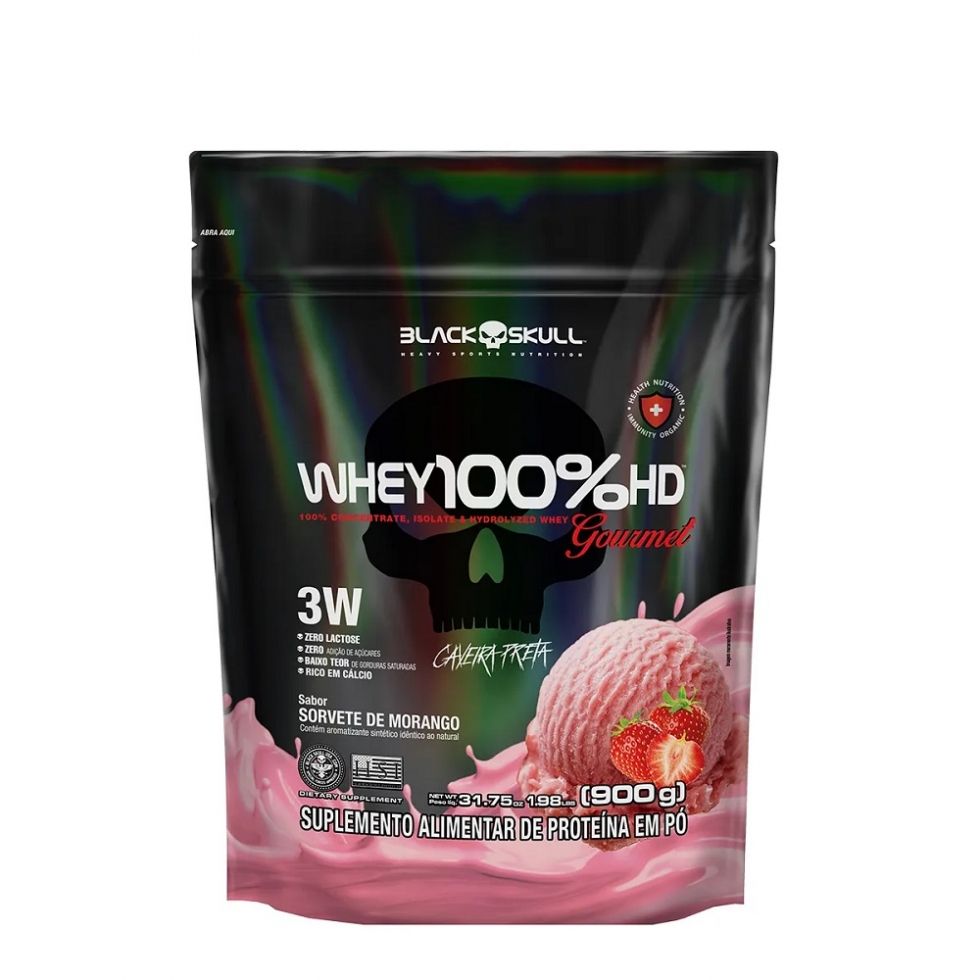 Whey 100% HD Gourmet Refil (900g) - Sorvete de Morango