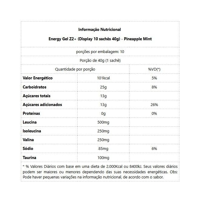 Energy Gel Z2+ (Display 10 sachês 40g) - Mate & Limão